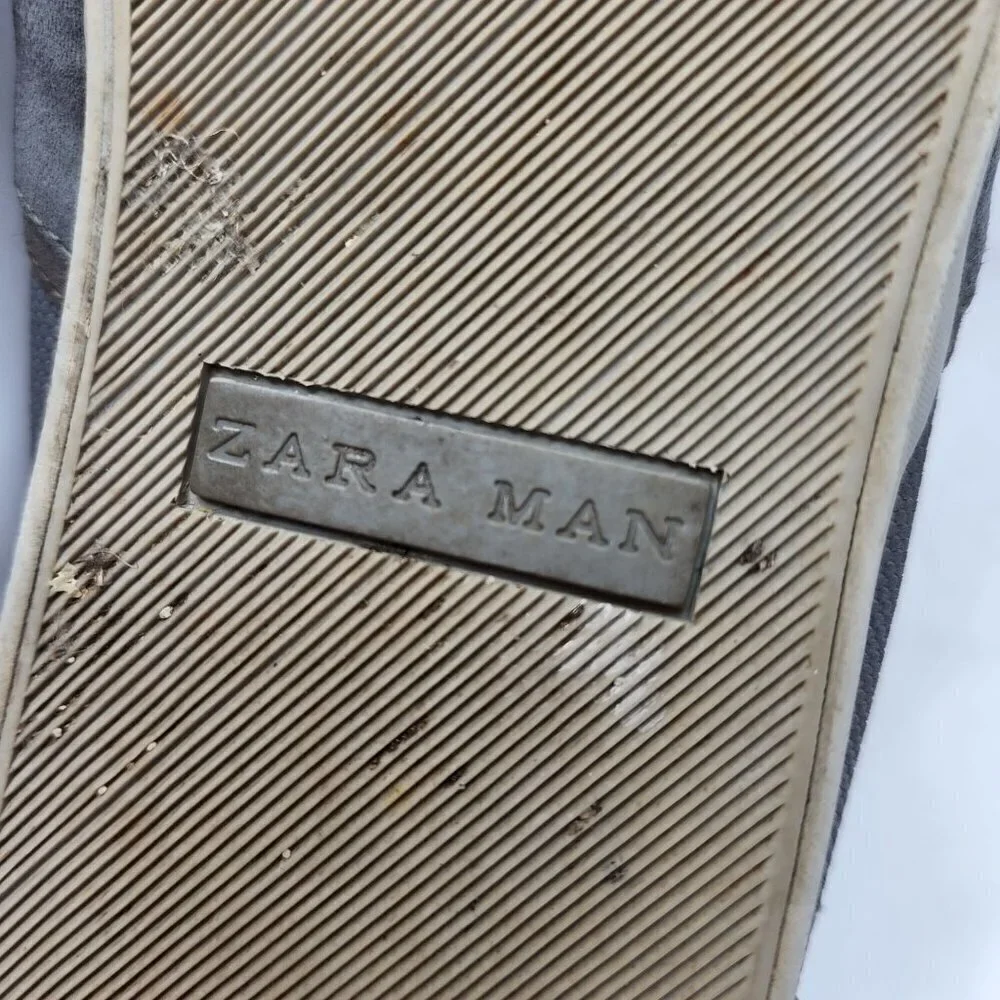 Zara Man Suede Grey Laced Slip On Sneakers Flats Shoes Size 10 (EU 43)